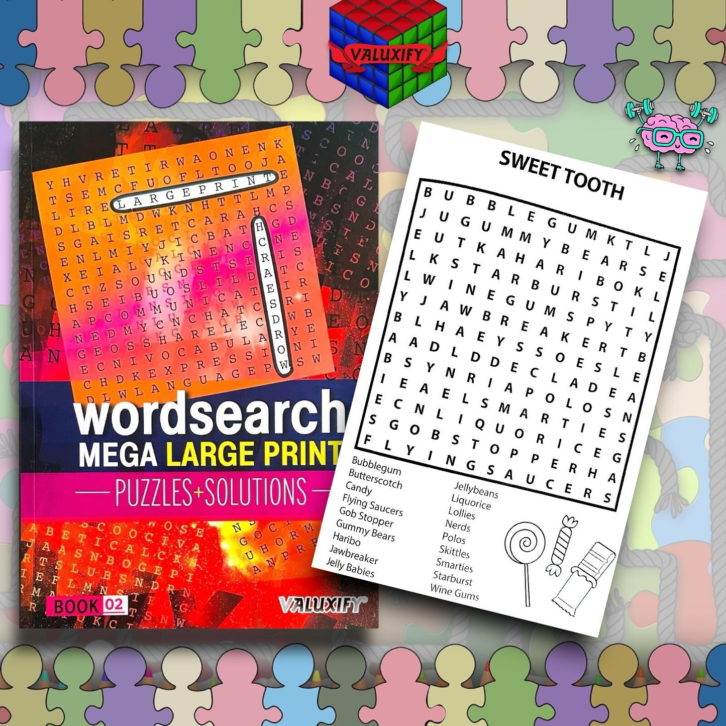 2 A4 Quiz Puzzle Mega Large Print Word Search Books Wordsearch Puzzle Book Adult
