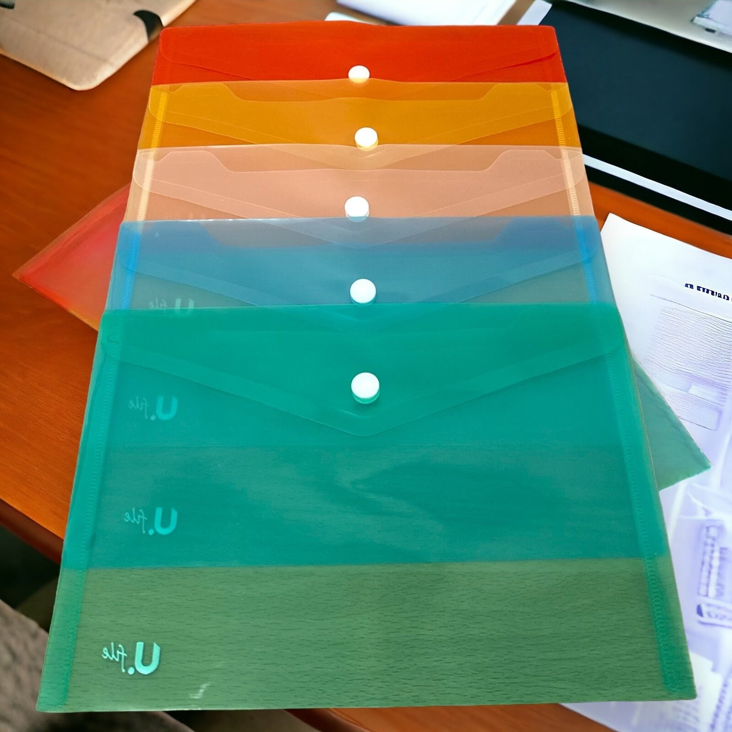 A5 Plastic Wallets Document Wallet Files Folders Filing School Office Home 5pk