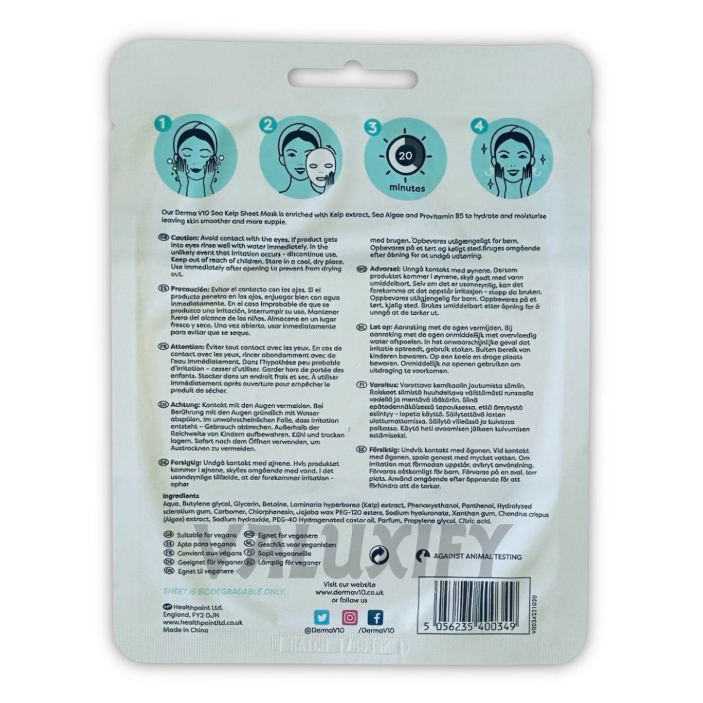Derma v10 Moisturising Face Mask