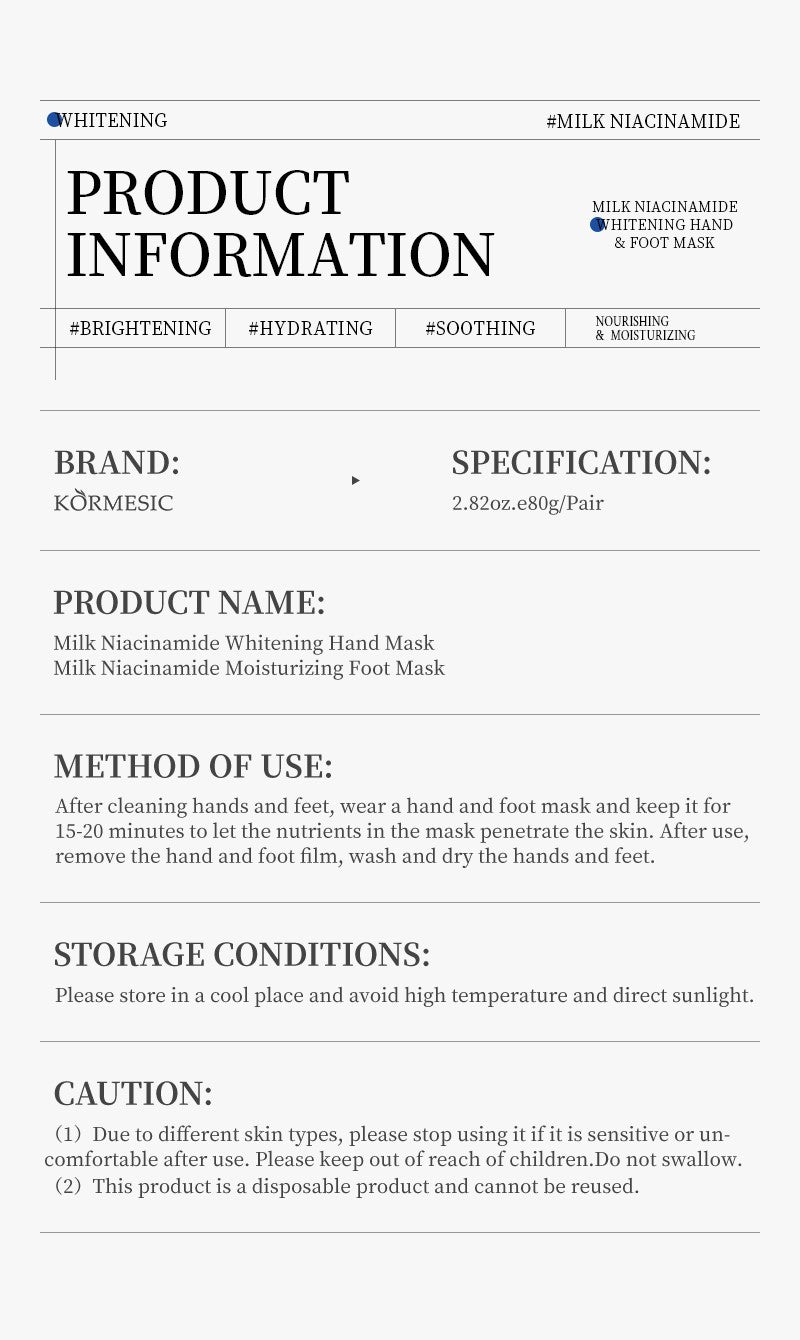 3x Milk Moisturising Niacinamide Foot Masks