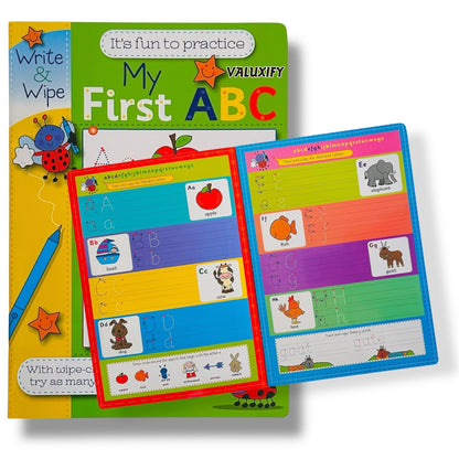 Kids Learning Books ABC Numbers Writing Reading Wipe Clean Pages Fast Shipping