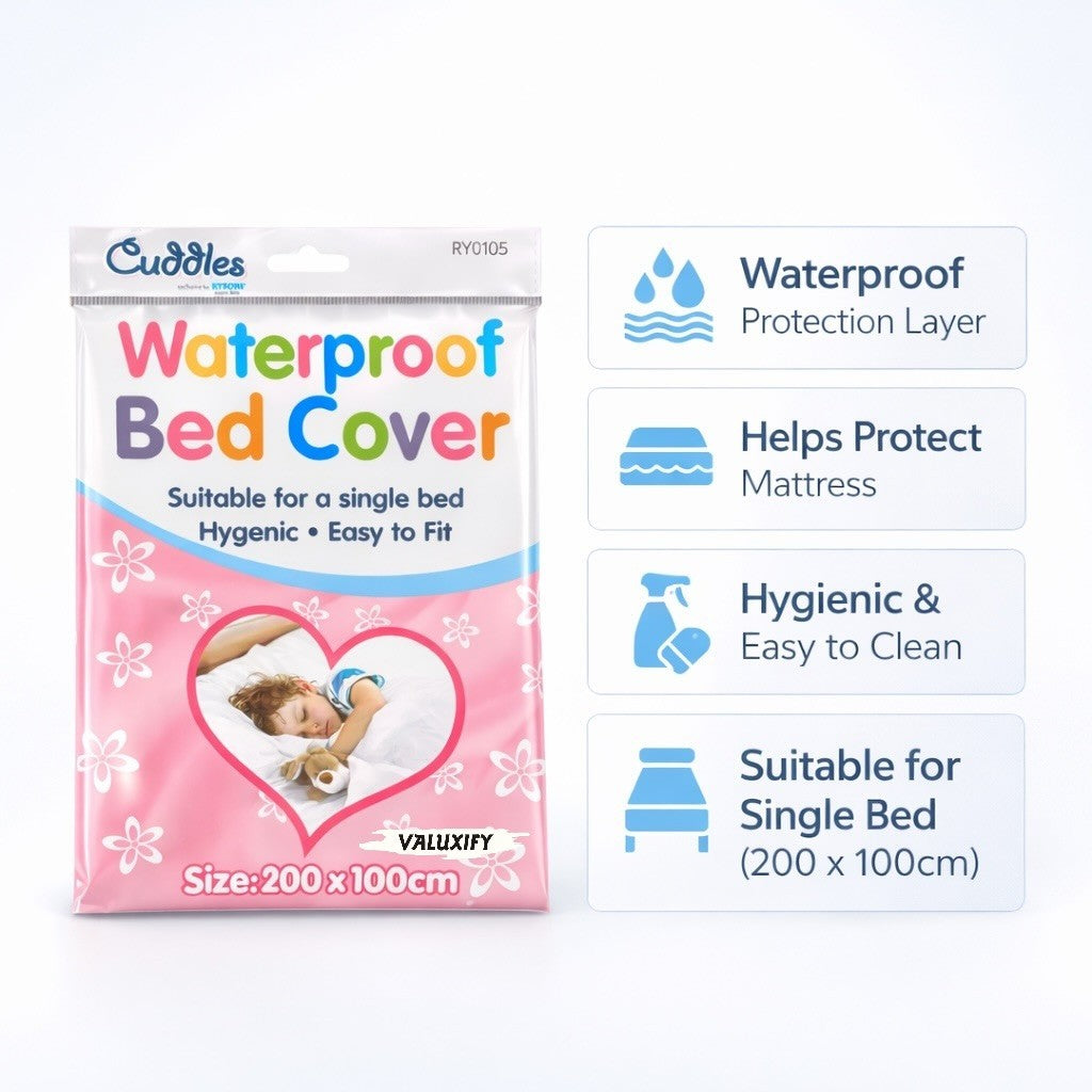 KIDS WATERPROOF SINGLE BED COVER SHEET BABY COT BED WHITE MATTRESS PROTECTOR