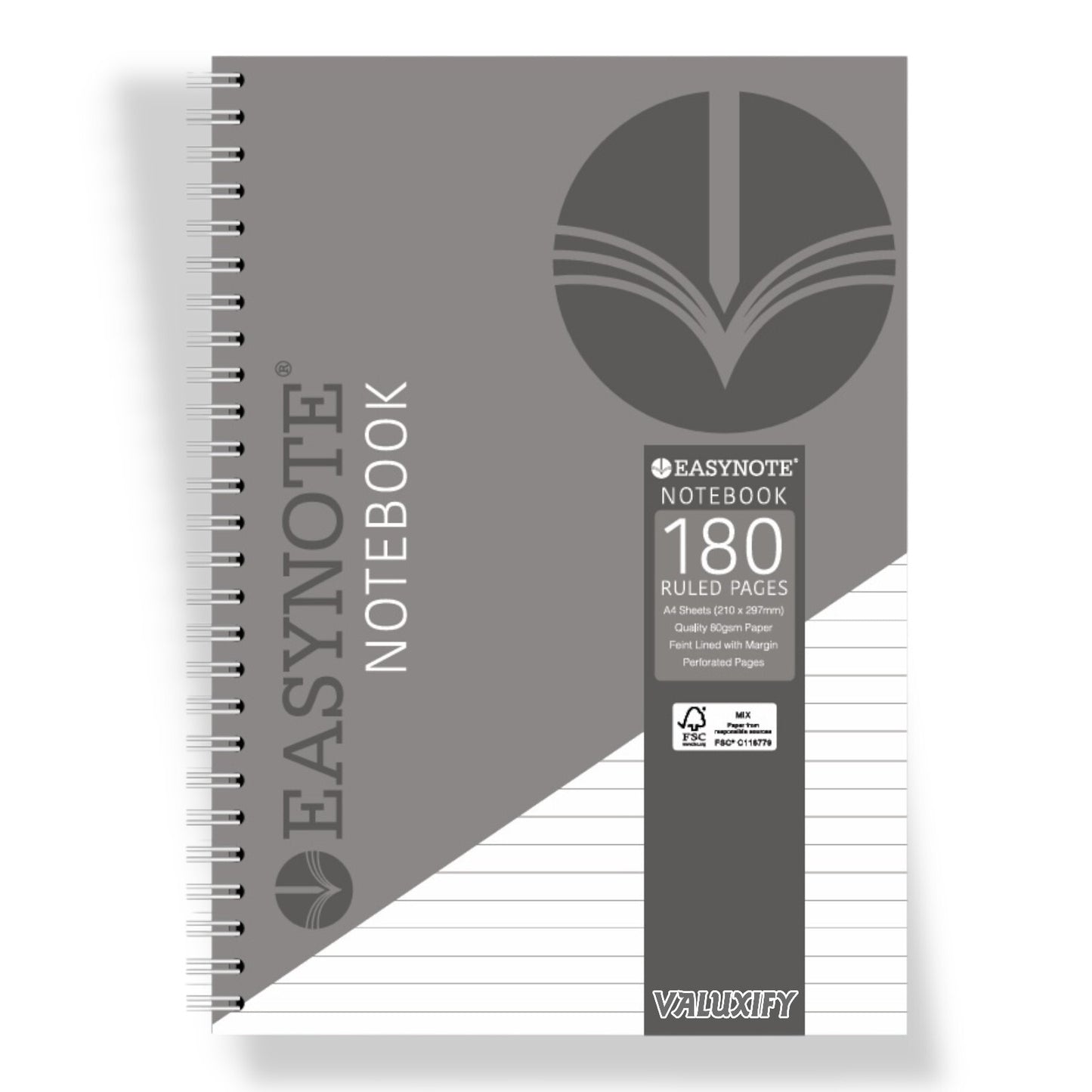 A4 Premium Spiral Notebook Note Pad Notes 180 Lined pages 80gsm Paper Easynote