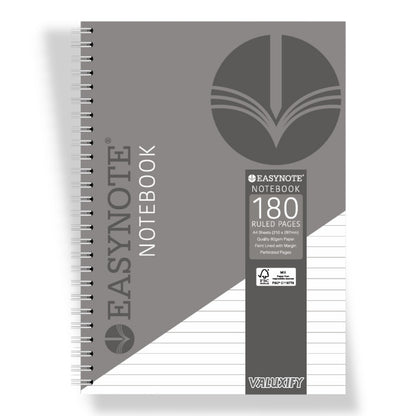 A4 Premium Spiral Notebook Note Pad Notes 180 Lined pages 80gsm Paper Easynote