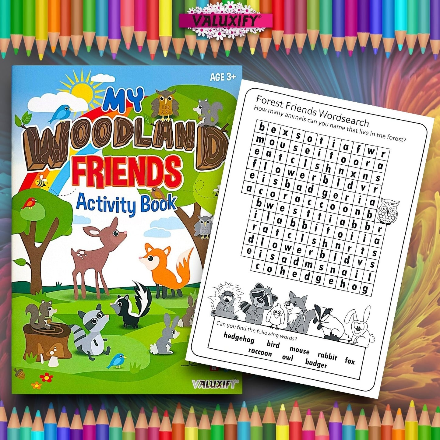 2 | CHILDREN COLOURING ACTIVITY BOOKS | MY WOODLAND FRIENDS | FOR GIRLS BOYS A4