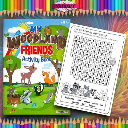 2 | CHILDREN COLOURING ACTIVITY BOOKS | MY WOODLAND FRIENDS | FOR GIRLS BOYS A4