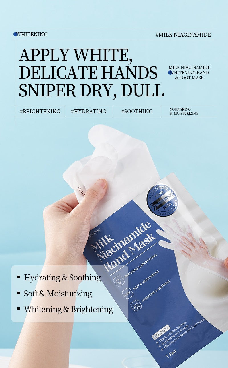 3x Long Milk & Niacinamide Moisturising Hand Mask