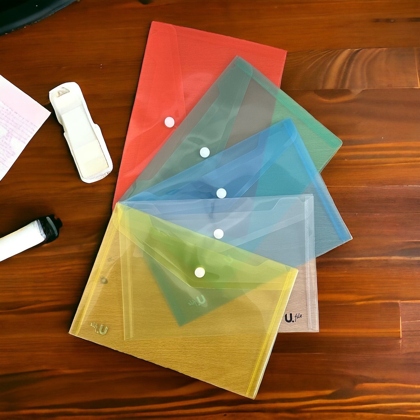 A5 Plastic Wallets Document Wallet Files Folders Filing School Office Home 5pk