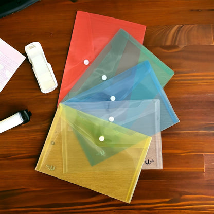 A5 Plastic Wallets Document Wallet Files Folders Filing School Office Home 5pk