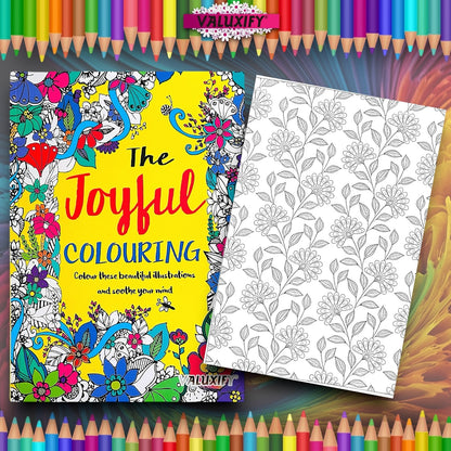 COLOURING BOOK JOYFUL COLOUR THERAPY MIND RELAXING ADULT KIDS A4