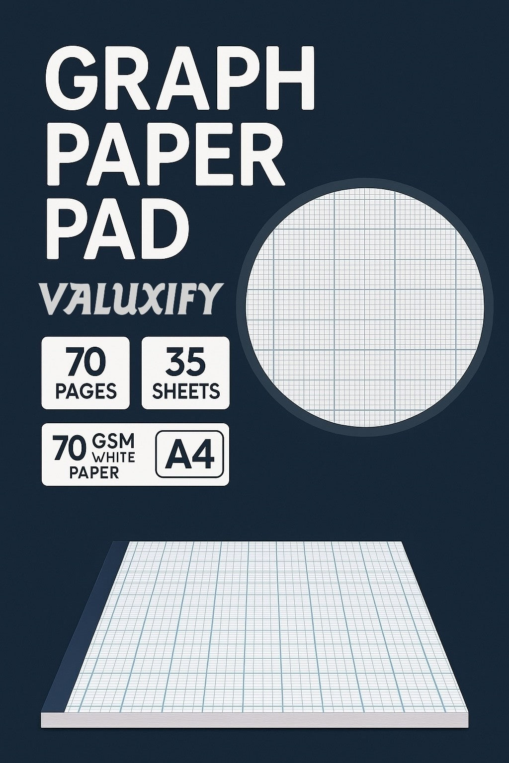 A4 Graph Paper Pad 70 Pages Maths Grid Notebook School College Pack 1 2 3 6