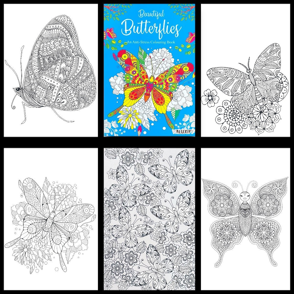 Adult Anti Stress Colouring Book Animals Birds Butterflies Jungle Ocean Colour