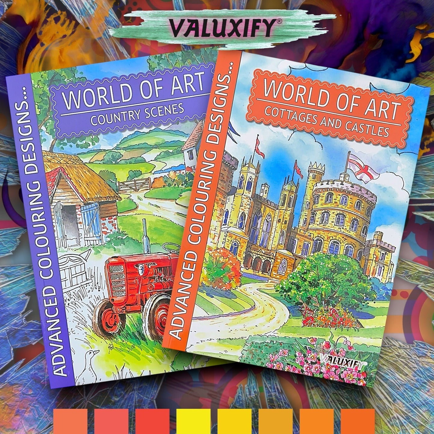 World of Art Country Scenes Cottages Castles Colouring Books