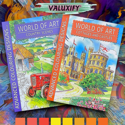 World of Art Country Scenes Cottages Castles Colouring Books