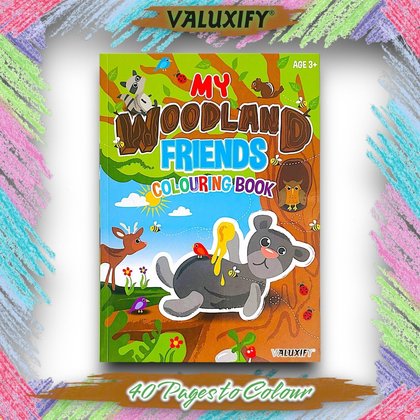 2 | CHILDREN COLOURING ACTIVITY BOOKS | MY WOODLAND FRIENDS | FOR GIRLS BOYS A4