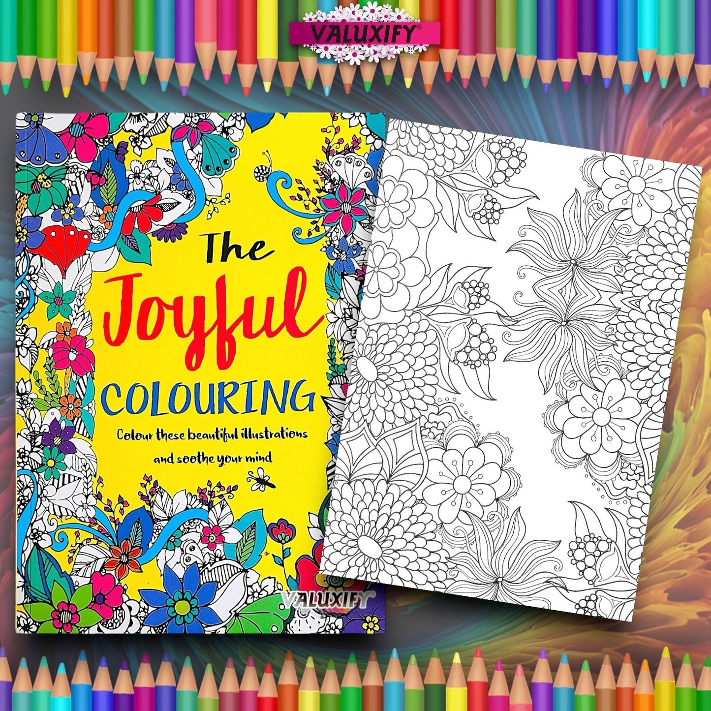 2 Adult Colouring Books Joyful Relaxing Anti Stress Colour Therapy Mind Relax A4