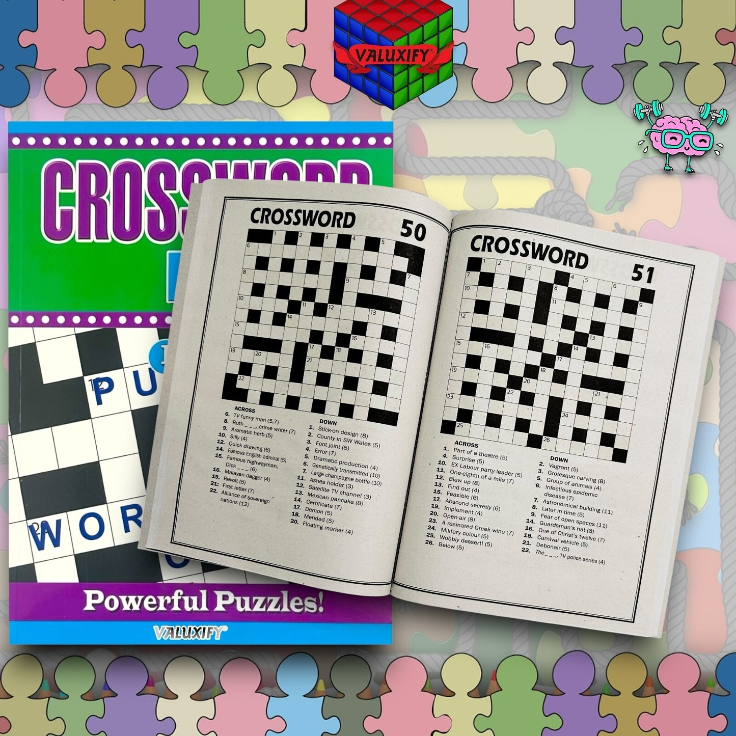 2 | Crossword Puzzles A4 Large Print Puzzle Book Trivia Fun Adult Children Brain