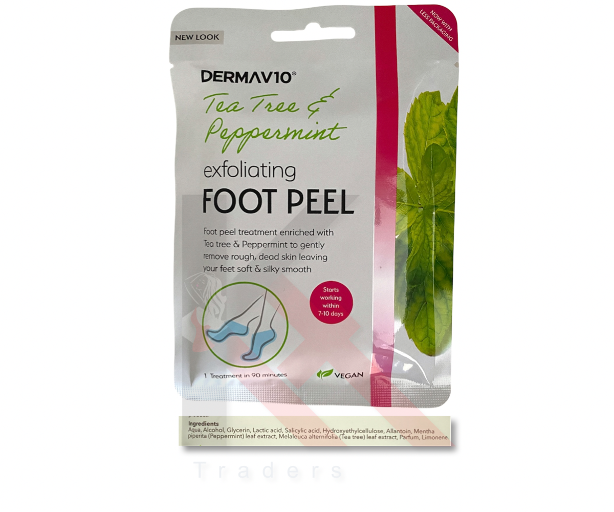 2 x Derma V10 Exfoliating Foot Peel Sock Mask Baby Soft Feet Removes Dead Skin