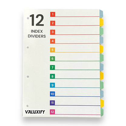 A4 Index Dividers Tabbed Sections Punched Dividers Office School Home 12 sheets