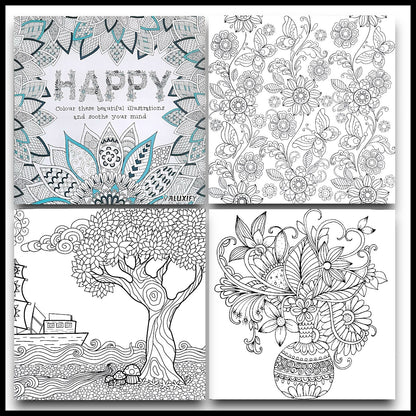 Adult Anti Stress Colouring Book Happy Love Mindfulness Tranquil Relaxing Colour