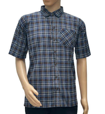 Men's Shirt Purple Check Short Sleeve Workwear Casual Outdoor Party Shirt XLarge
