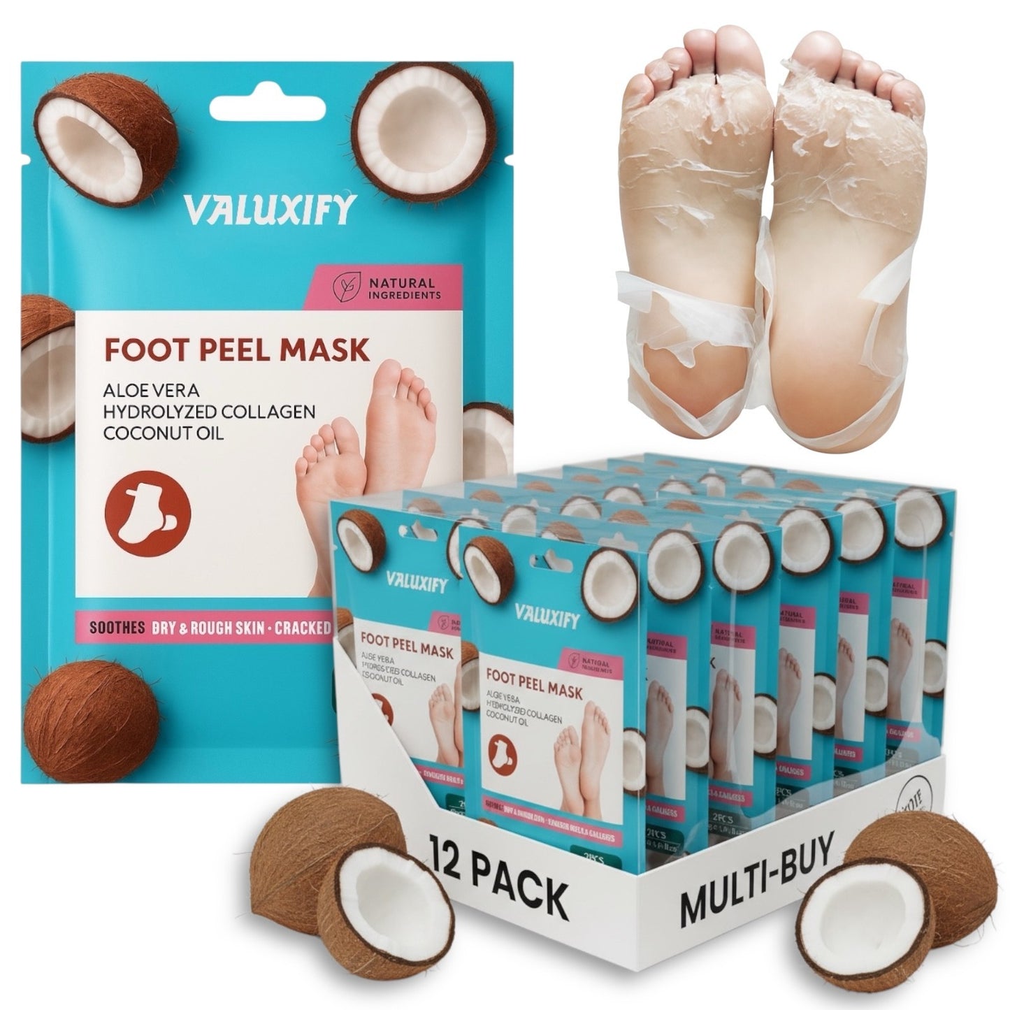12 Coconut Exfoliating Foot Peel Mask