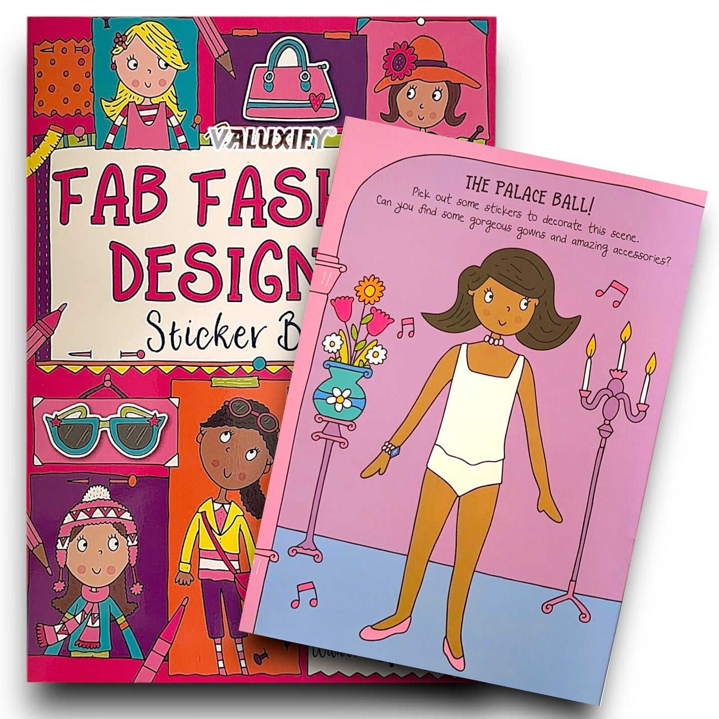 2x Fashion Sticker Books A4 Girls Fun Kids Books Show Activity Stickers Dress Up