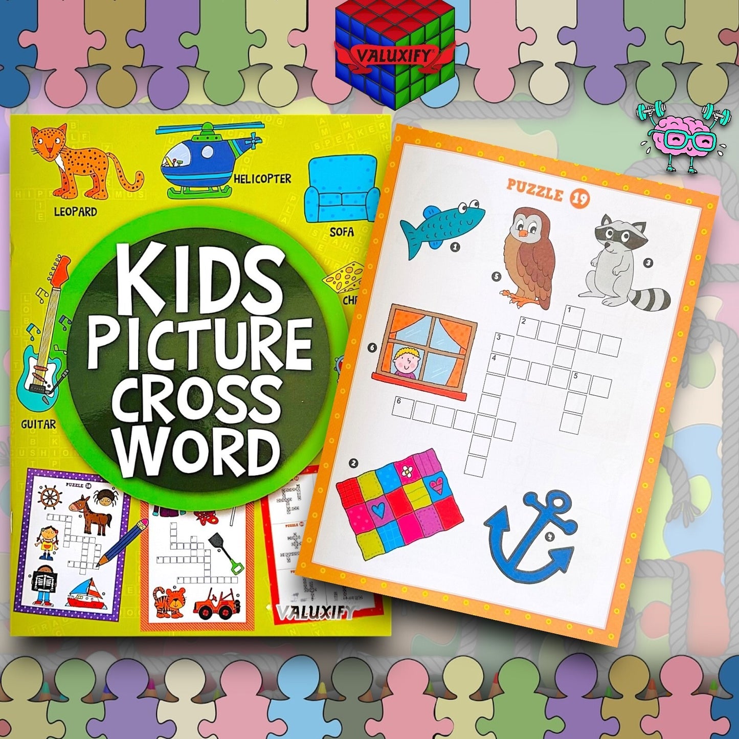 2 | Puzzle Books | Children's Kids | Picture Crossword | Travel A4 Books