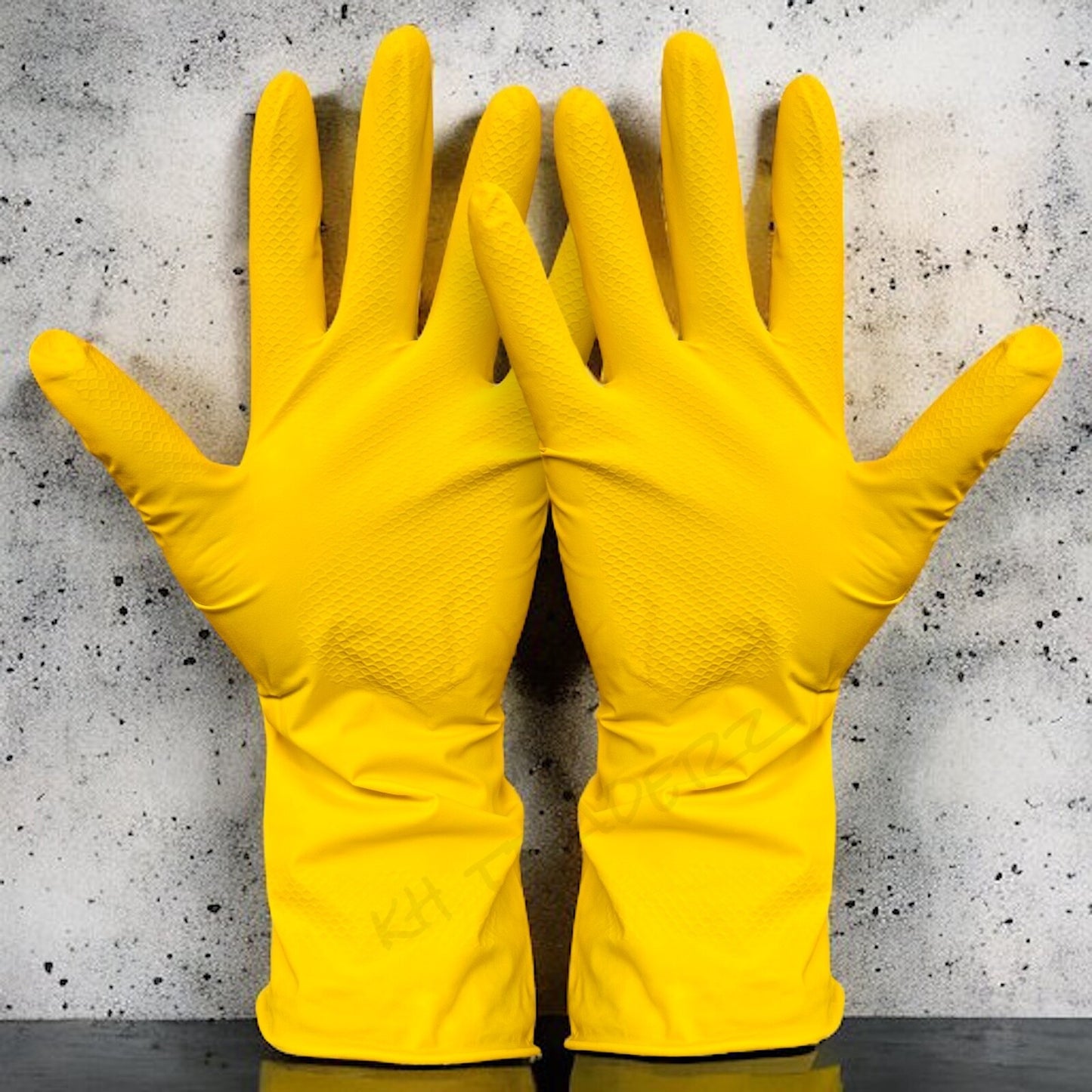 Rubber Gloves Medium Household Long Sleeve Washing Up Kitchen Cleaning 2 Pairs