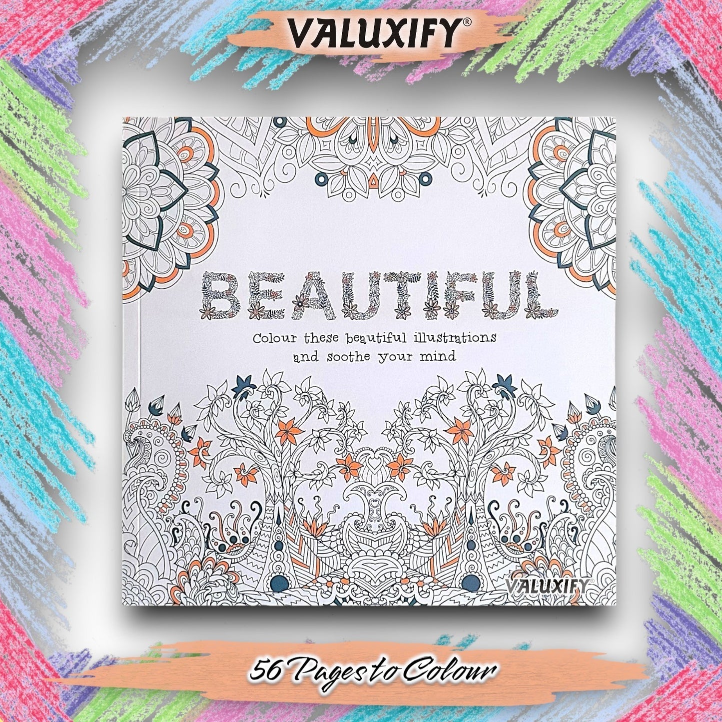 Adult Anti Stress Colouring Book Happy Love Mindfulness Tranquil Relaxing Colour