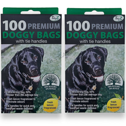 Tidzy Dog Waste Bags – Strong Leak-Proof Poop Bags with Tie Handles, 26×29cm