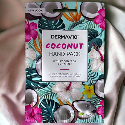 Derma V10 Coconut Moisturising Hand Mask with Vitamin E Oil – Pack of 2 Nourish