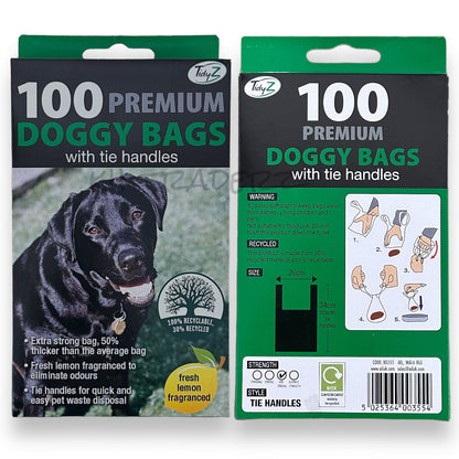 Tidzy Dog Waste Bags – Strong Leak-Proof Poop Bags with Tie Handles, 26×29cm