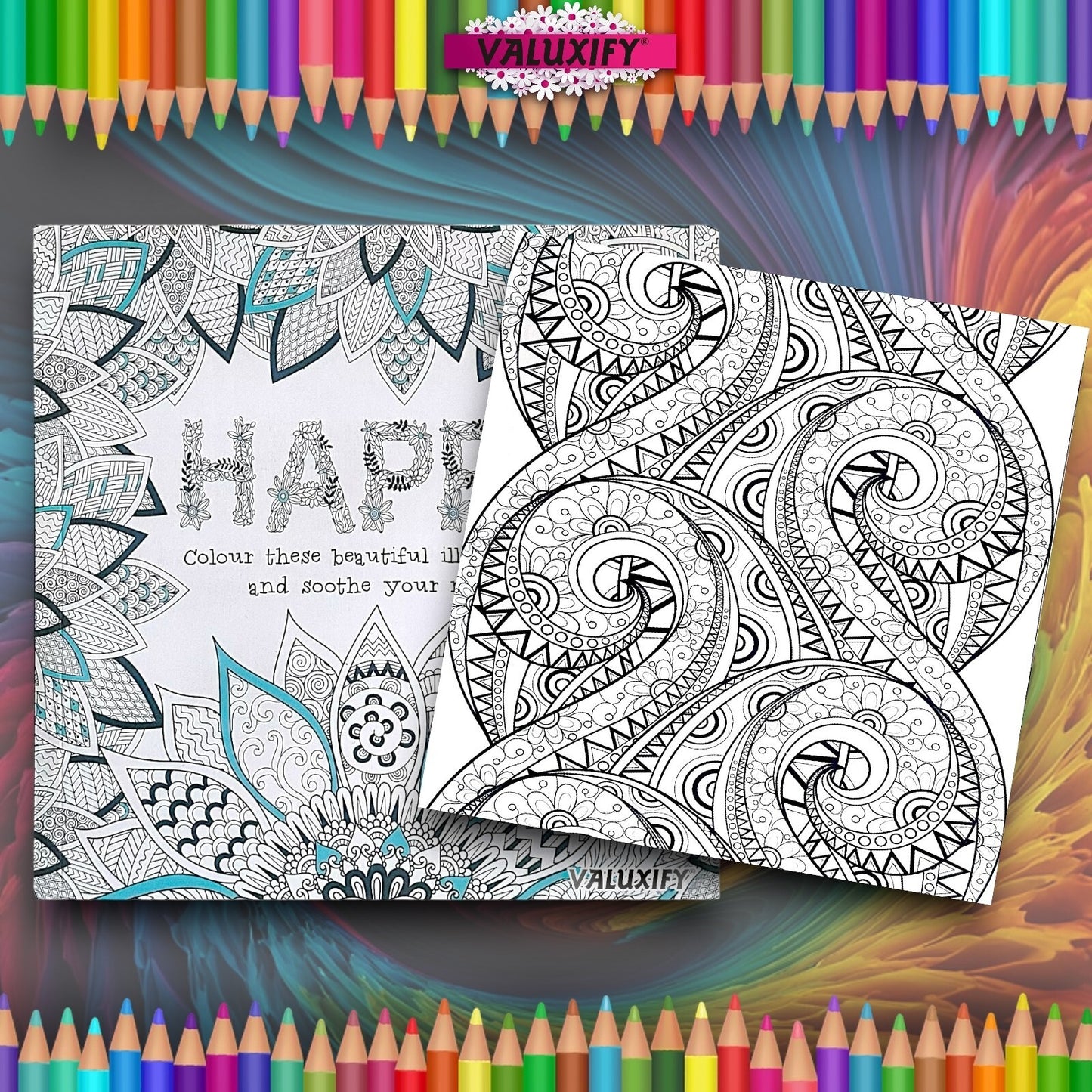 2x Adult Colouring Books Mindfulness Relax Your Mind Colour Therapy  20x20cm
