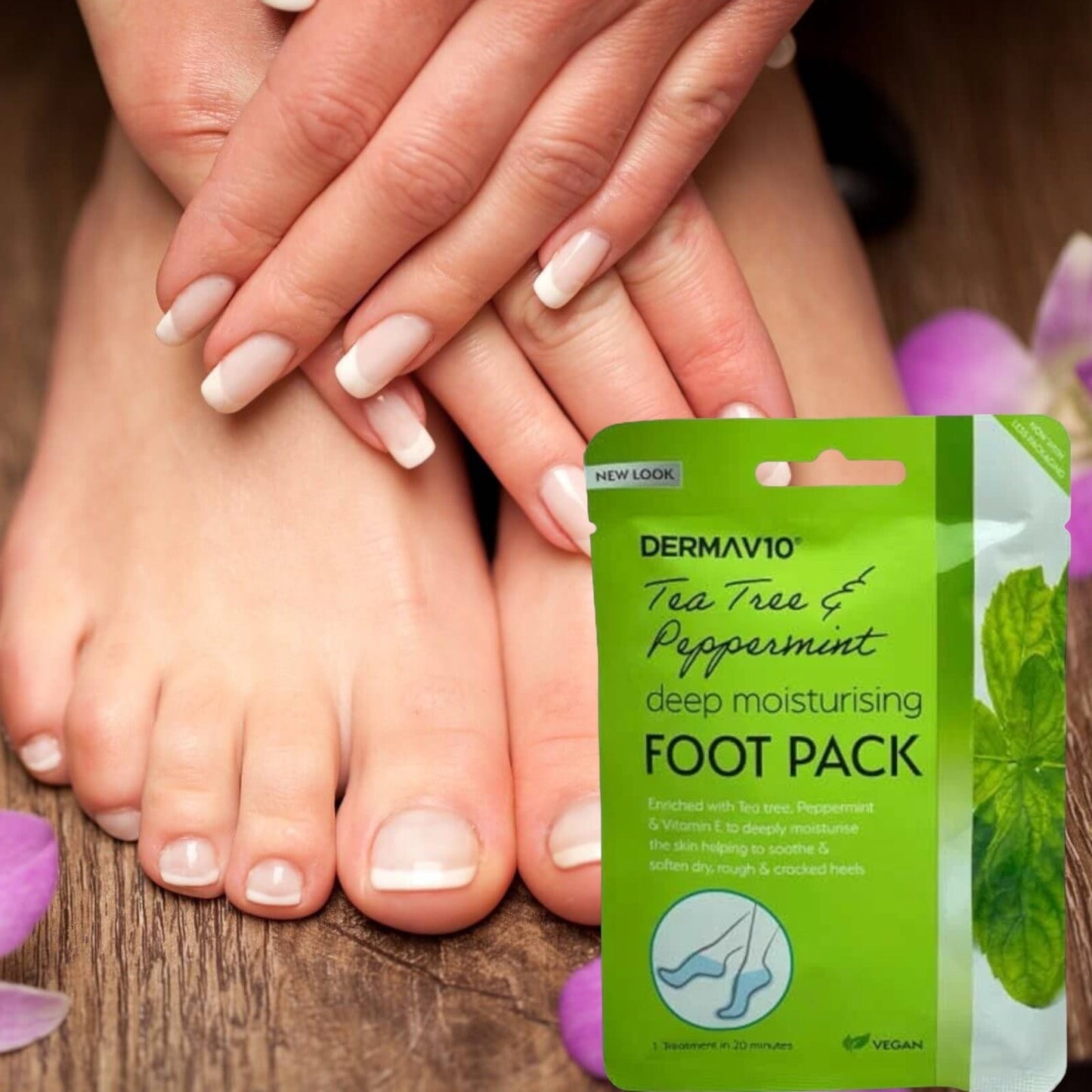 Tea Tree Peppermint Derma Foot Sock Mask Deep Moisturising Foot Mask Vegan
