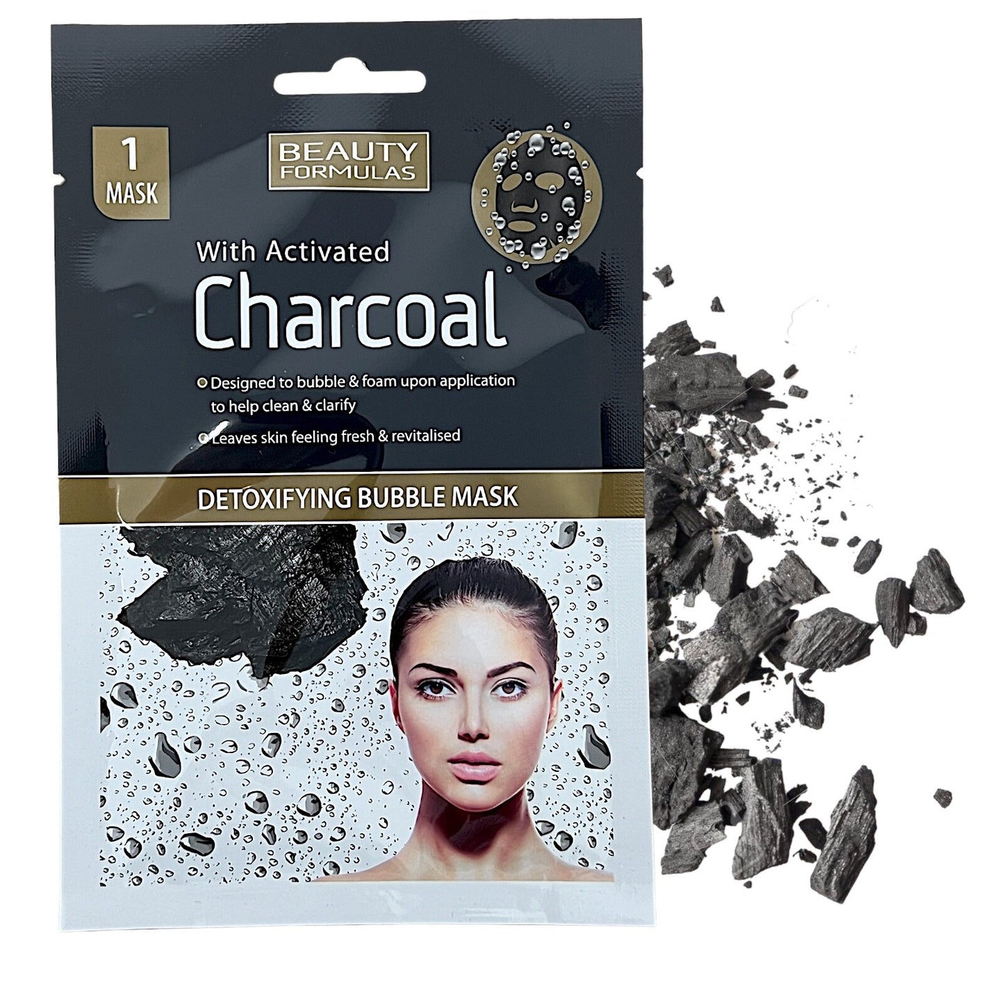 Beauty Formulas Activated Charcoal Face Mask Detoxifying Bubble Facial Mask