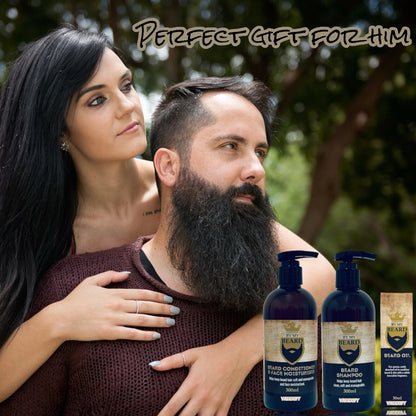 Men's Gent's Beard Grooming Kit Gift Set Shampoo Oil Wax Wooden Brush Comb Hair