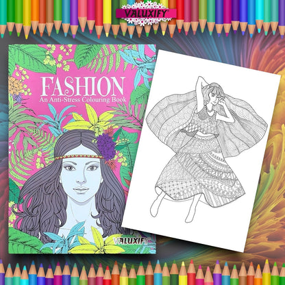 2 Adult Colouring Books Fashion Love Anti Stress Colour Therapy Mind Relax A4