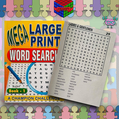 A4 Mega Puzzle Large Print Word Search Puzzle Book Books 120 BRAIN PUZZLES