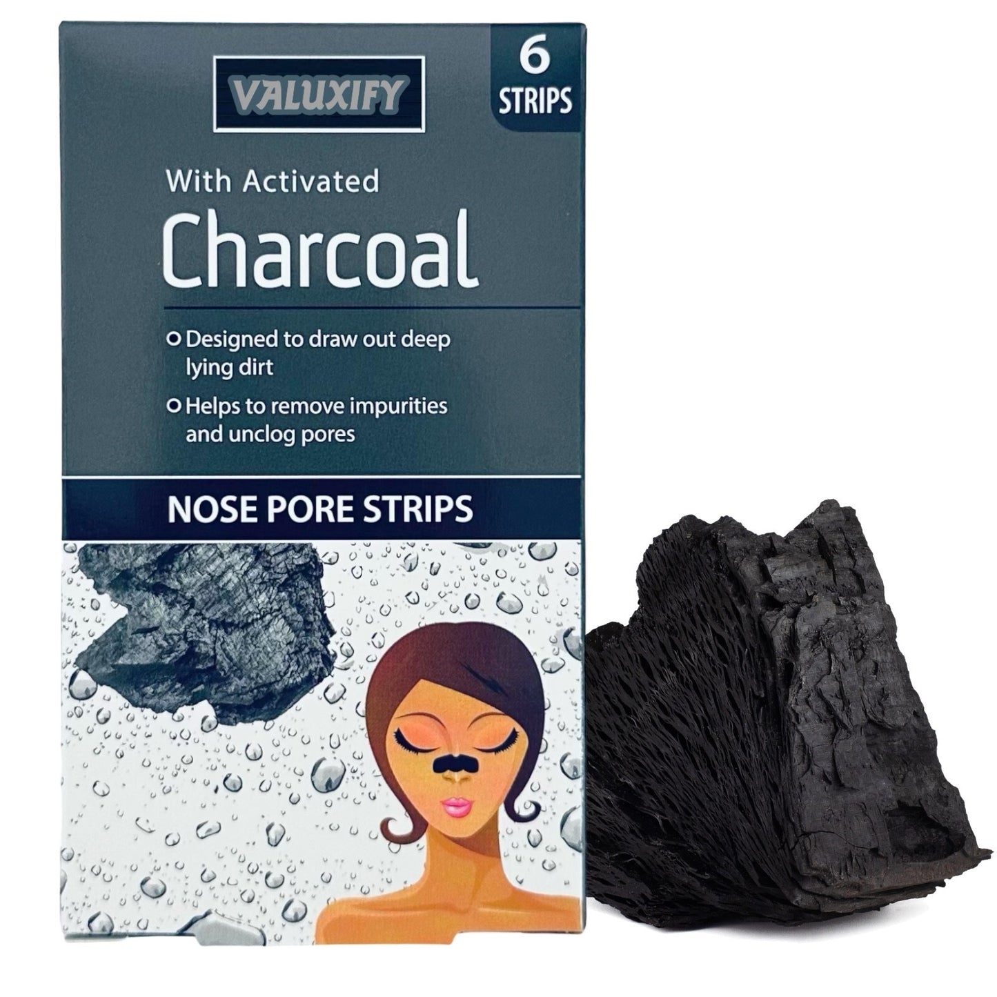 Charcoal Nose Pore Strips Blackhead Removal Unclog Pore Smooth Deep Cleansing x6