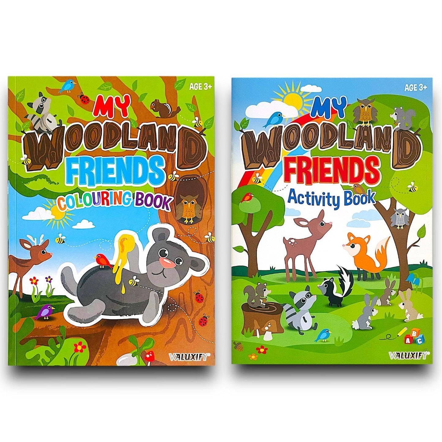 2 | CHILDREN COLOURING ACTIVITY BOOKS | MY WOODLAND FRIENDS | FOR GIRLS BOYS A4