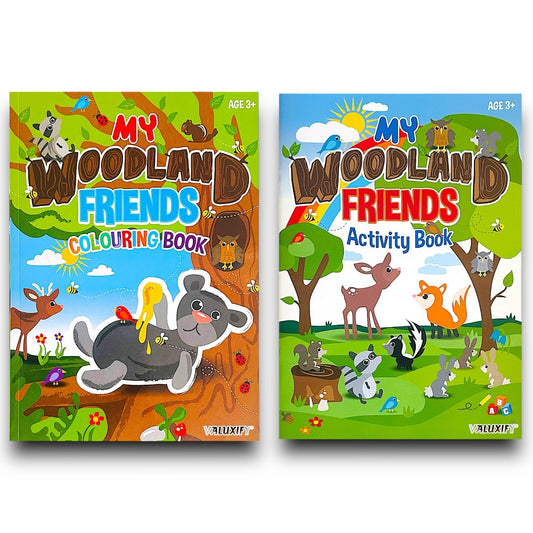 2 | CHILDREN COLOURING ACTIVITY BOOKS | MY WOODLAND FRIENDS | FOR GIRLS BOYS A4