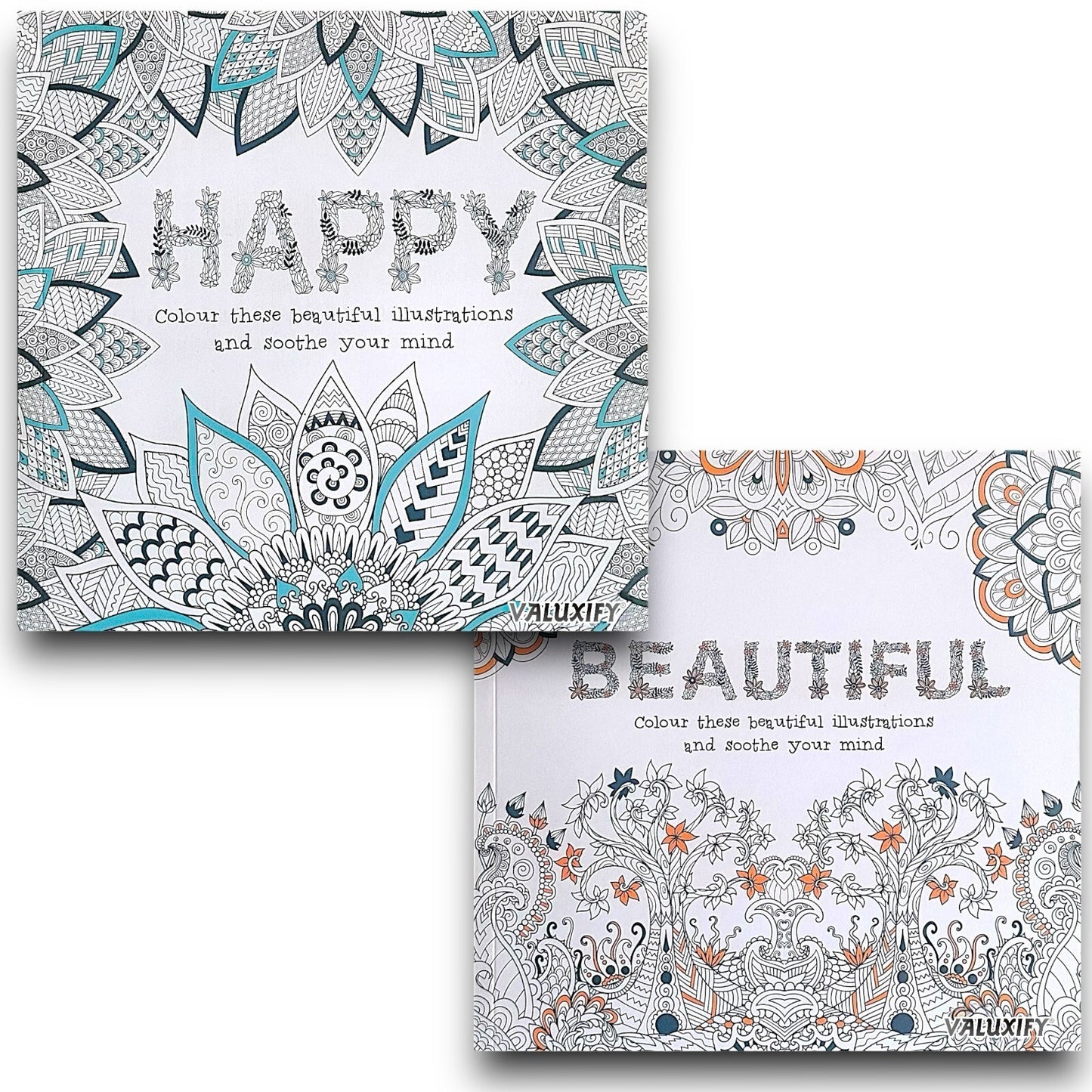 2x Adult Colouring Books Mindfulness Relax Your Mind Colour Therapy  20x20cm