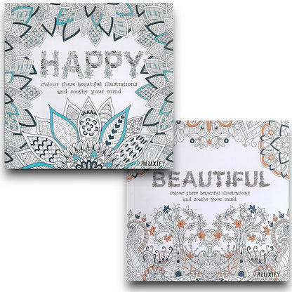 2x Adult Colouring Books Mindfulness Relax Your Mind Colour Therapy  20x20cm