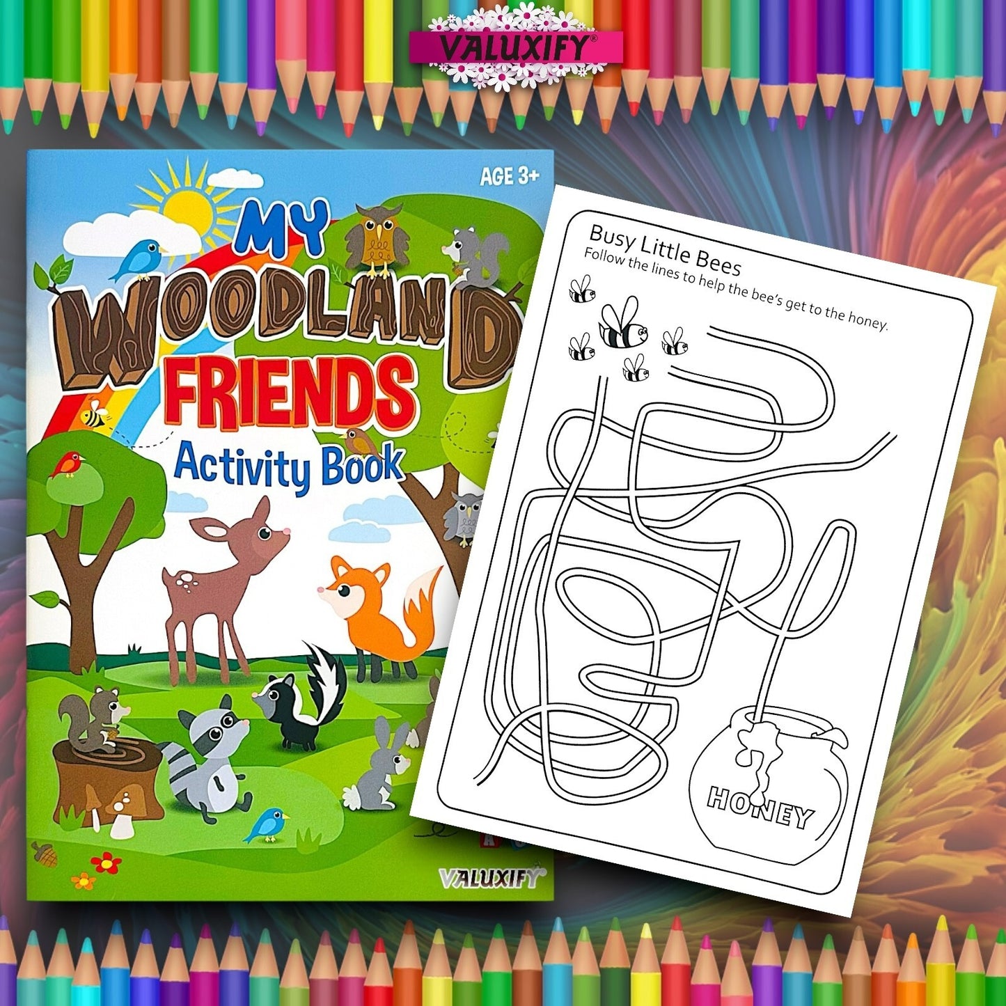 2 | CHILDREN COLOURING ACTIVITY BOOKS | MY WOODLAND FRIENDS | FOR GIRLS BOYS A4