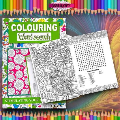 Word Search Colouring Book  Book Activity  Colour Therapy Mind Relax A4