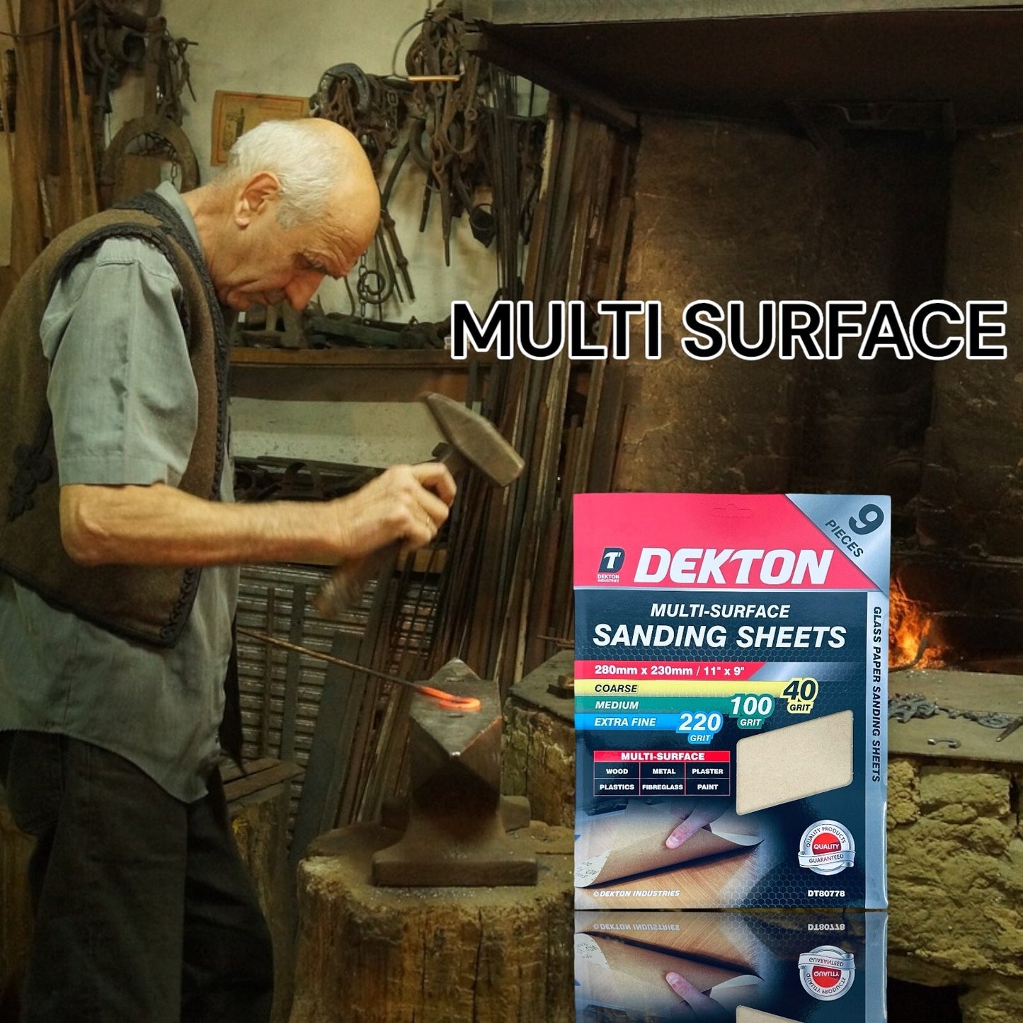 Assorted  Sanding Sheet Multi-Surface, 9 Sheets, 280mm x 230mm, 40, 100