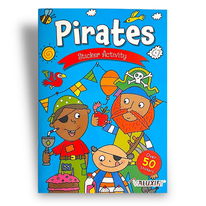 KIDS STICKER COLOURING BOOKS ACTIVITY BALLERINA UNICORN PIRATE OVER 50 STICKER