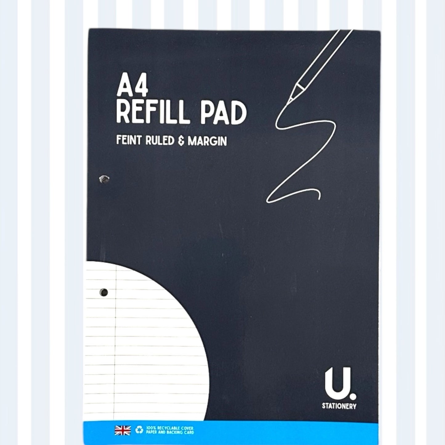 A4 lined Refill Pad 130 Pages Notepad Memo Writing Ruled Student Office School