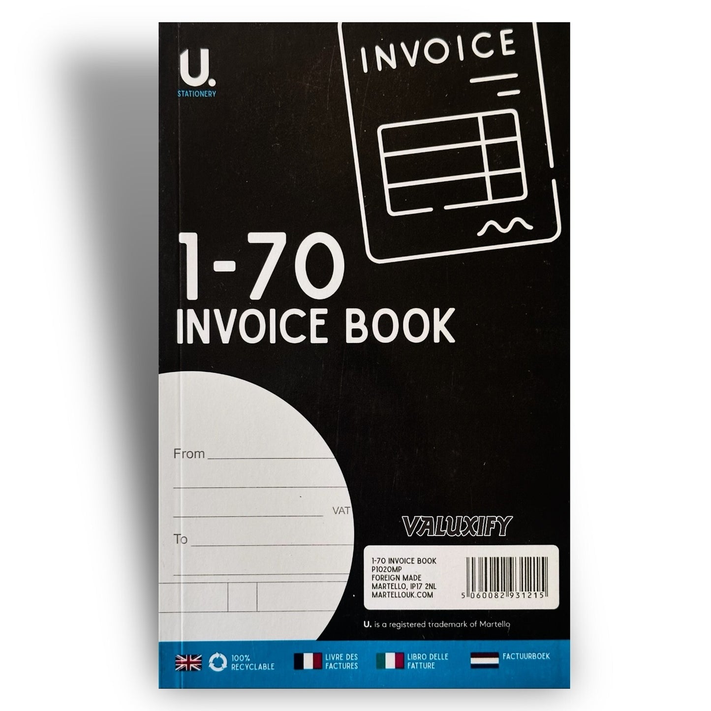 Invoice Book 1-70 - Duplicate Receipt Office Shop Sales Pad Numbered Single Book